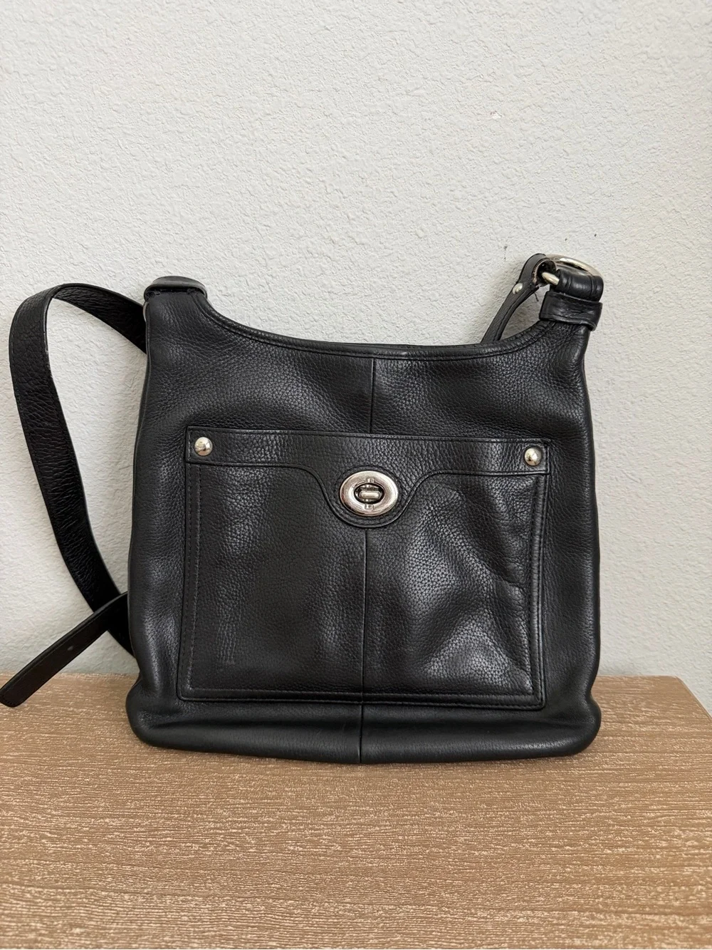 Coach Penelope Slim Crossbody Shoulder Bag Black Pebbled Leather B1168-F16533